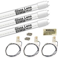 Single End LED T8 4ft. CLEAR shatterproof glass lens retrofit base 3 tube complete retrofit kit 4000K Natural White LED 18watt SE G13