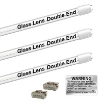 EZ LED T8 CLEAR glass retrofit kit fits 3 tube 4-foot light, Type-B, Double End 5000K Cool White Color