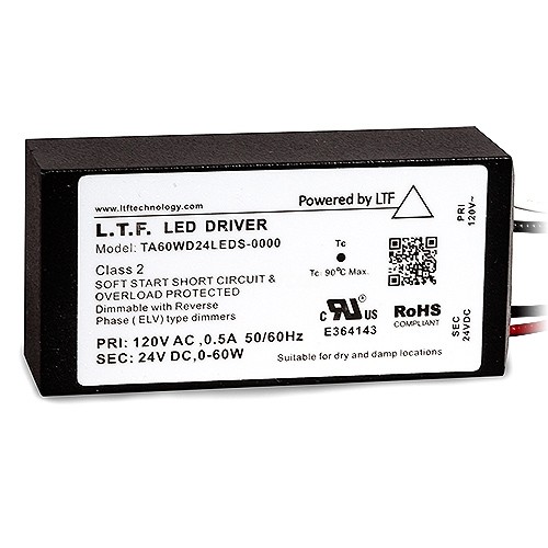 India Aardrijkskunde Verdorde LTF LED 60watt no load electronic DC driver transformer 24VDC ELV dimmable  TA60WD24LEDS-0000