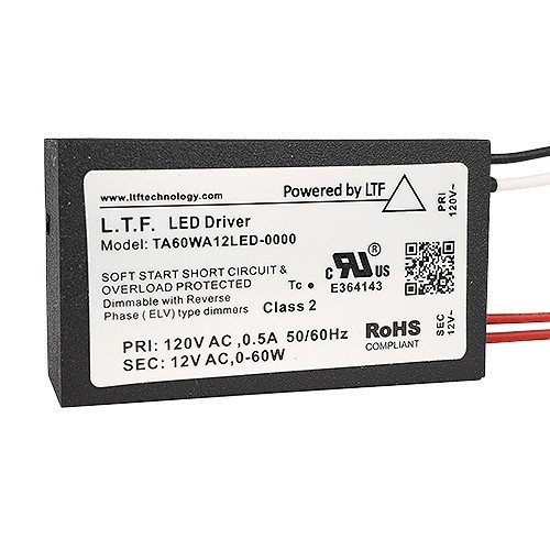 LTF 60watt no load electronic AC driver / transformer 12VAC ELV dimmable TA60WA12LED