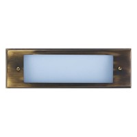 Outdoor low voltage antique brass glass lens rectangle surface brick step wall light cover plate