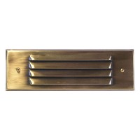 Outdoor low voltage louvered antique brass glass lens rectangle surface brick step wall light cover plate