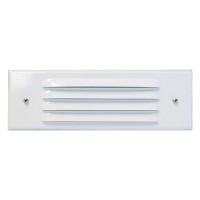 Outdoor low voltage louvered white glass lens rectangle surface brick step wall light cover plate
