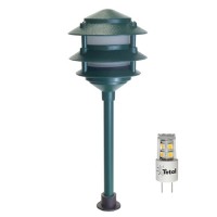 LED outdoor landscape lighting green 3-tier pagoda path light warm white low voltage