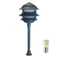 LED outdoor landscape lighting verde green 3-tier pagoda path light warm white low voltage