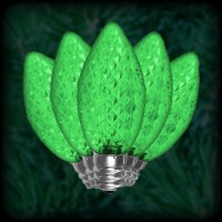 LED green C7 Christmas bulbs faceted, replacement, spare, 25 pack, 120VAC