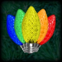 LED multi color C7 Christmas bulbs faceted, replacement, spare, 25 pack, 120VAC