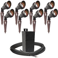 Pro LED outdoor landscape lighting 8 spot light kit 100watt power pack photocell, mechanical timer, 160-foot cable