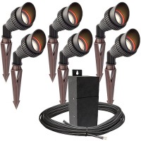 Pro LED outdoor landscape lighting 6 spot light kit 100watt power pack photocell, mechanical timer, 80-foot cable