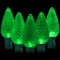 LED green Christmas lights 50 C9 faceted LED bulbs 8" spacing, 34.2ft. green wire, 120VAC