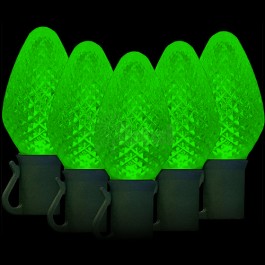 LED green Christmas lights 50 C7 faceted LED bulbs 8