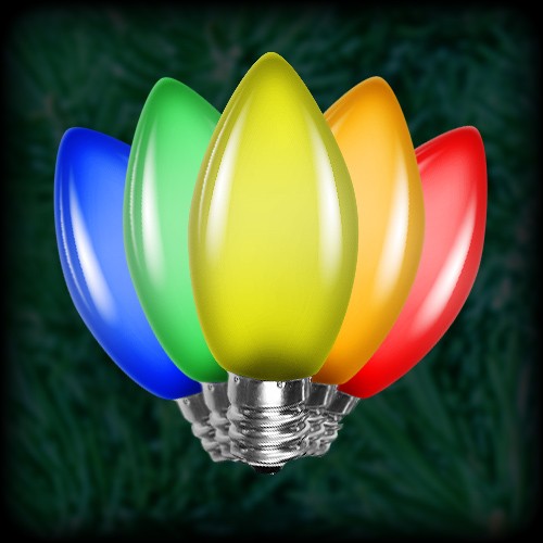 60 Pinecone C7 Bulbs Christmas Lights Warm White or Multi LEDs Timer Lights4fun 