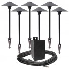 Outdoor LED landscape lighting path kit, 6 path lights, 40watt power pack photocell, timer, 80-foot cable