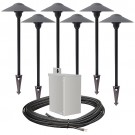 Outdoor LED landscape lighting path kit, 6 path lights, 40watt power pack photocell, timer, 80-foot cable
