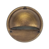 LED low voltage landscape lighting outdoor solid cast brass round hood surface step light architectural bronze