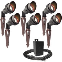 Outdoor LED landscape lighting spot kit, 6 spot lights, 40watt power pack photocell, timer, 80-foot cable