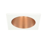 4" Recessed lighting copper metal stepped baffle white square trim with socket bracket