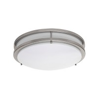 LED 14" two ring satin nickel ceiling surface light flush mount warm white 3000K dimmable LED-JR002L/NKL-W