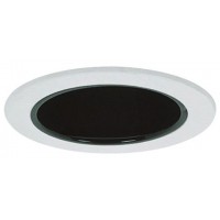4" Recessed lighting clear glass lens specular black reflector white shower trim