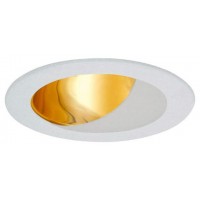 4" Recessed lighting specular gold reflector white wall wash trim