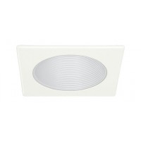 4" Recessed lighting white metal stepped baffle white square trim with socket bracket