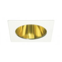 4" Recessed lighting specular gold reflector white square trim