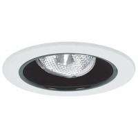 4" Recessed lighting adjustable socket bracket specular black reflector white trim