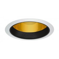 6" Recessed lighting specular gold cone reflector black baffle white trim
