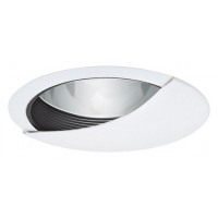 6" Recessed lighting wall wash specular clear chrome cone reflector black baffle white trim