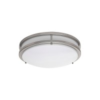 LED 10" two ring satin nickel ceiling surface light flush mount warm white 3000K dimmable LED-JR001L/NKL-W