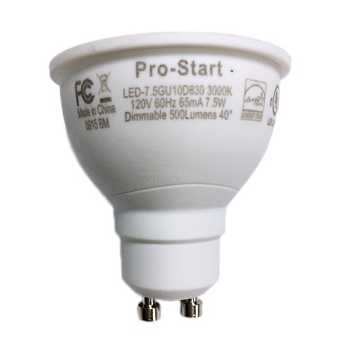 Track lighting Pro-Start LED 7.5watt GU10 MR16 3000K 40° flood light dimmable LED-7.5GU10D830