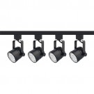 LED Mini round black track lighting kit, 4 lights, 4-foot track, complete ready to go system warm white LED