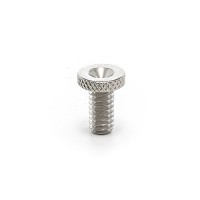 Knurled head bolt 1/4-20 thread drilled for 1/16" cable 1/2" long