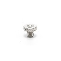 Knurled head bolt 1/4-20 thread drilled for 1/16" cable 1/4" long