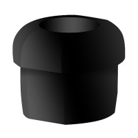 Black Strain Relief Bushing for multi-conductor #14 gauge wire in our lighting suspension system