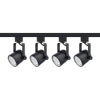 LED Mini round black track lighting kit, 4 lights, 4-foot track, complete ready to go system warm white LED